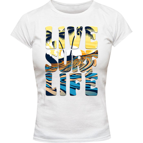 Live Surf Life - Ladies Slim Fit Tee - Graphic Tees Australia