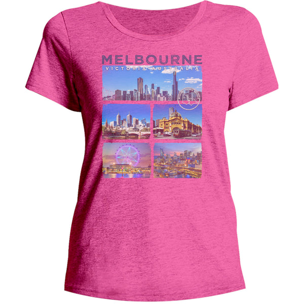 Melbourne 5 Panel - Ladies Relaxed Fit Tee - Graphic Tees Australia