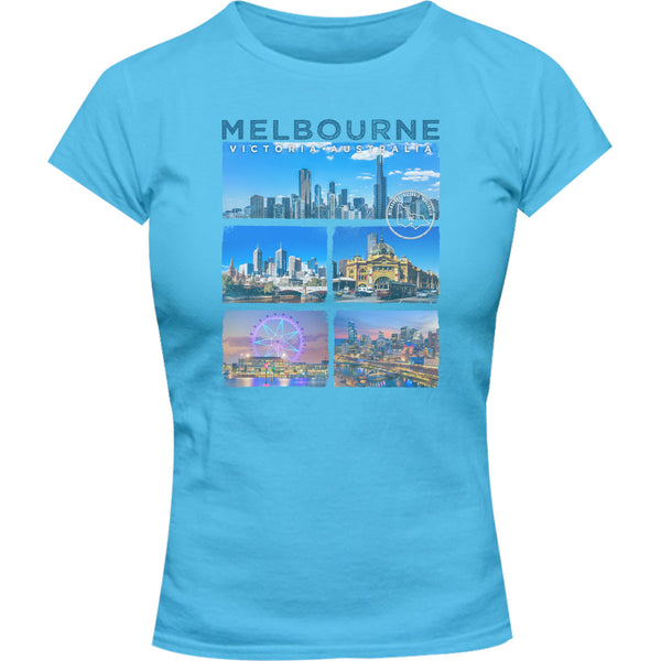 Melbourne 5 Panel - Ladies Slim Fit Tee - Graphic Tees Australia