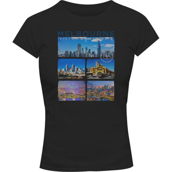 Melbourne 5 Panel - Ladies Slim Fit Tee - Graphic Tees Australia