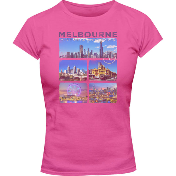 Melbourne 5 Panel - Ladies Slim Fit Tee - Graphic Tees Australia