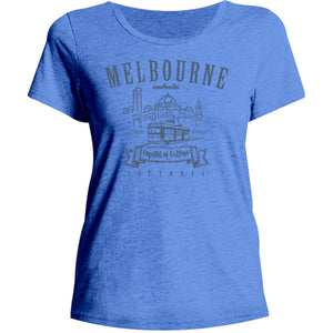 Melbourne Australia Vintage mono - Ladies Relaxed Fit Tee - Graphic Tees Australia