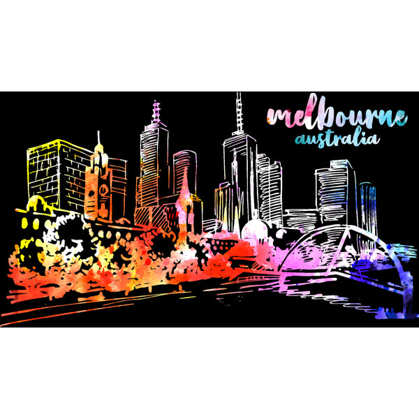 Melbourne Australia Watercolour Sketch - Ladies Slim Fit Tee - Graphic Tees Australia