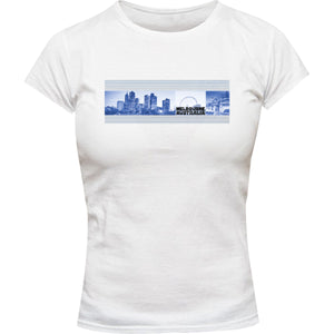 Melbourne Blue Landscape - Ladies Slim Fit Tee - Graphic Tees Australia