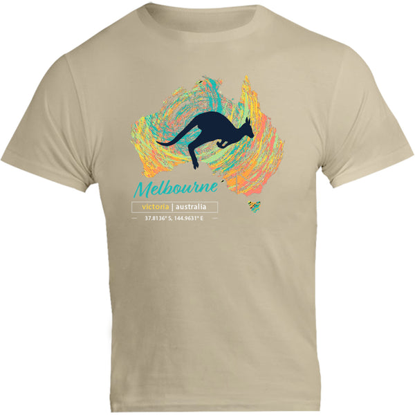 Melbourne Map Roo Swirl - Unisex Tee - Graphic Tees Australia