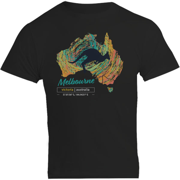 Melbourne Map Roo Swirl - Unisex Tee - Graphic Tees Australia