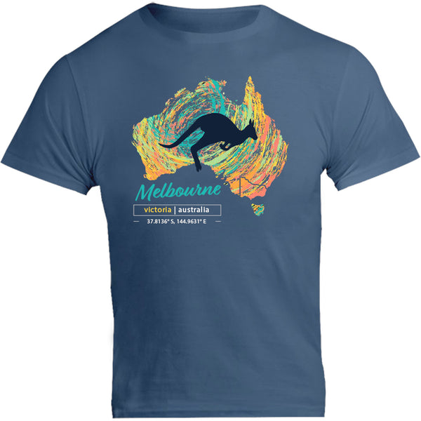 Melbourne Map Roo Swirl - Unisex Tee - Graphic Tees Australia