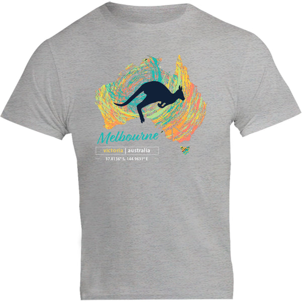 Melbourne Map Roo Swirl - Unisex Tee - Graphic Tees Australia