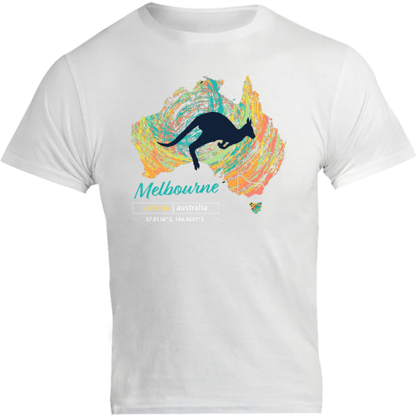 Melbourne Map Roo Swirl - Unisex Tee - Graphic Tees Australia