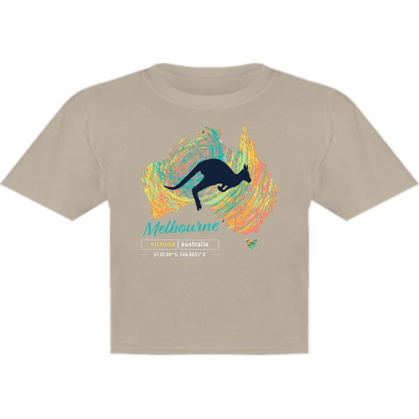 Melbourne Map Roo Swirl - Youth & Infant Tee - Graphic Tees Australia