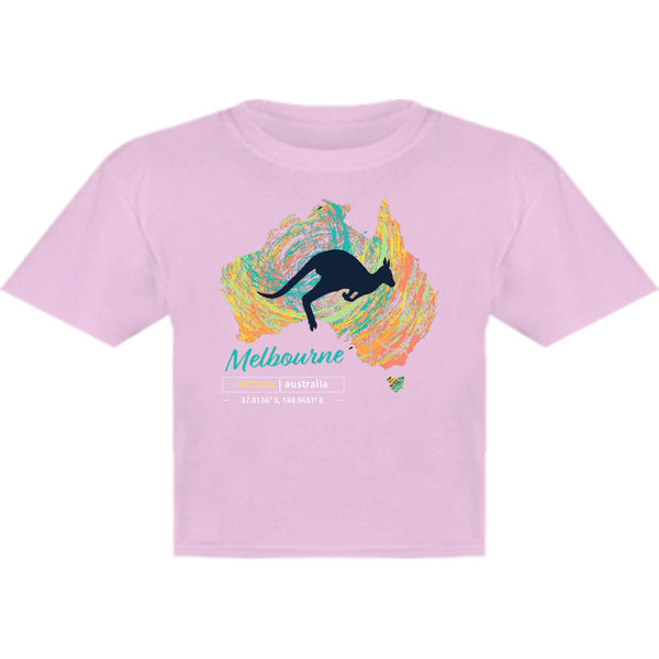 Melbourne Map Roo Swirl - Youth & Infant Tee - Graphic Tees Australia