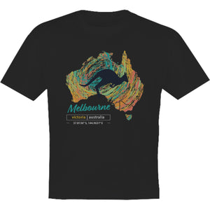 Melbourne Map Roo Swirl - Youth & Infant Tee - Graphic Tees Australia