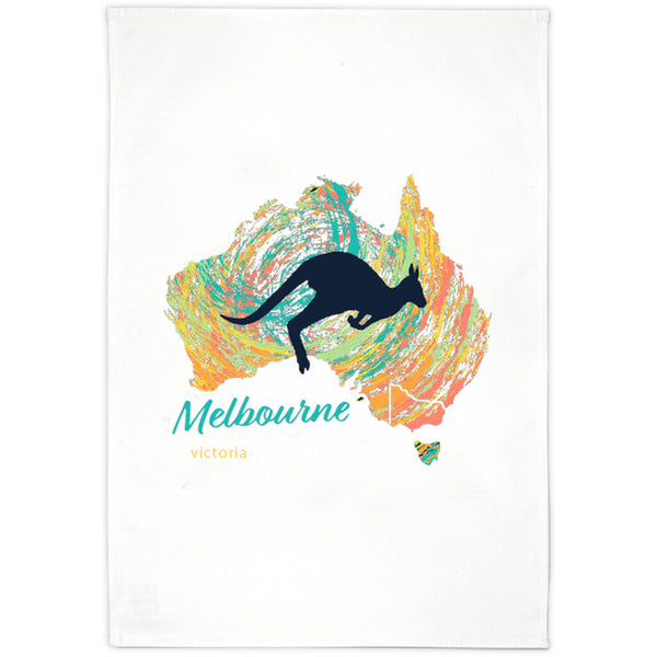 Melbourne Map Roo Swirl - Tea Towel - Graphic Tees Australia