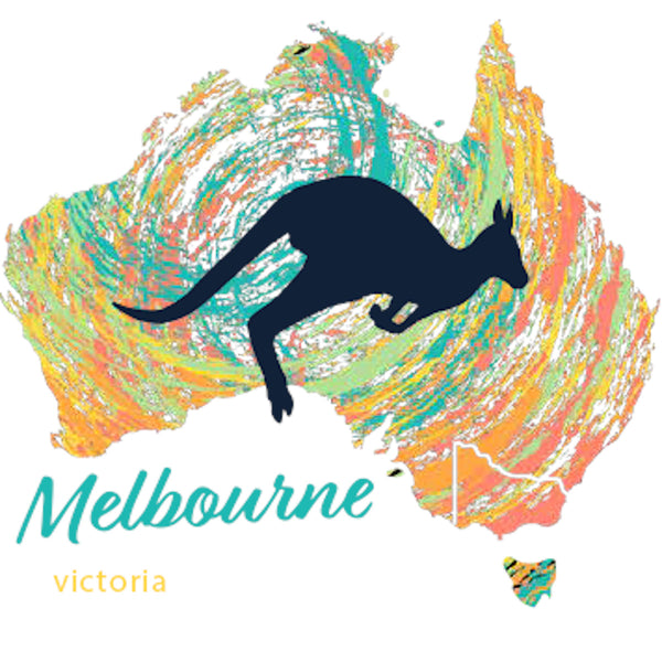 Melbourne Map Roo Swirl - Tea Towel - Graphic Tees Australia