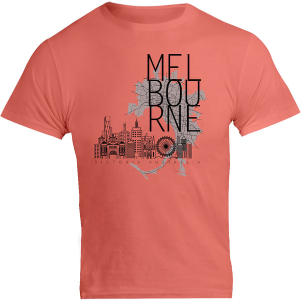 Melbourne Map Skyline Buildings - Unisex Tee - Graphic Tees Australia