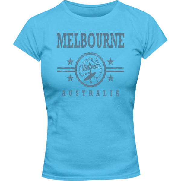 Melbourne Surf Label - Ladies Slim Fit Tee - Graphic Tees Australia