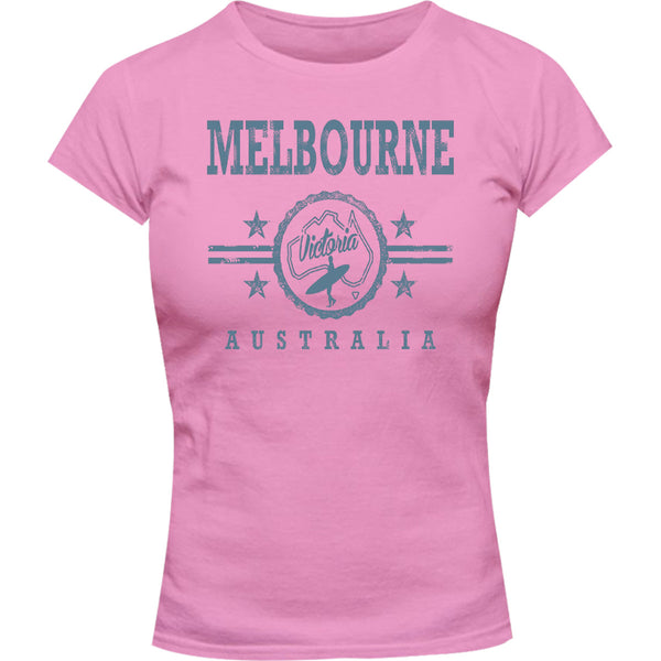 Melbourne Surf Label - Ladies Slim Fit Tee - Graphic Tees Australia