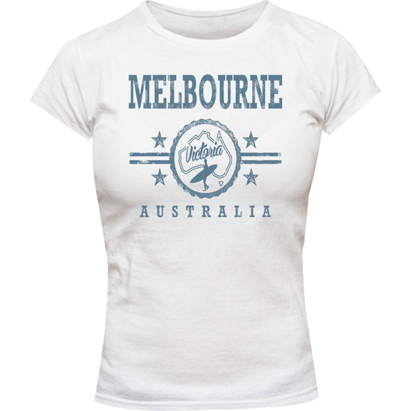 Melbourne Surf Label - Ladies Slim Fit Tee - Graphic Tees Australia