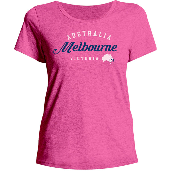 Melbourne Typography Map - Ladies Relaxed Fit Tee - Graphic Tees Australia