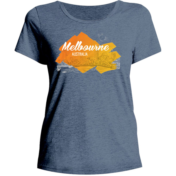 Melbourne Yellow Splash - Ladies Relaxed Fit Tee - Graphic Tees Australia