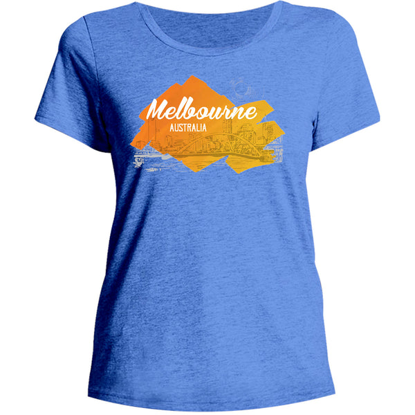 Melbourne Yellow Splash - Ladies Relaxed Fit Tee - Graphic Tees Australia