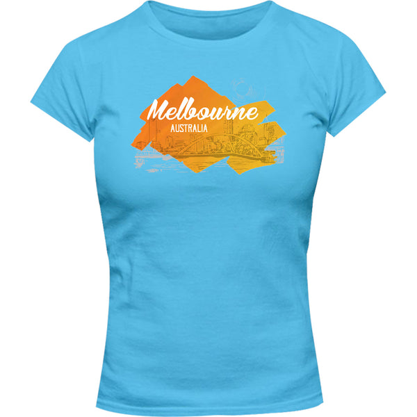 Melbourne Yellow Splash - Ladies Slim Fit Tee - Graphic Tees Australia