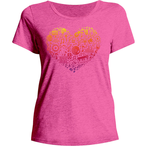 Music Elements Heart Shape - Ladies Relaxed Fit Tee