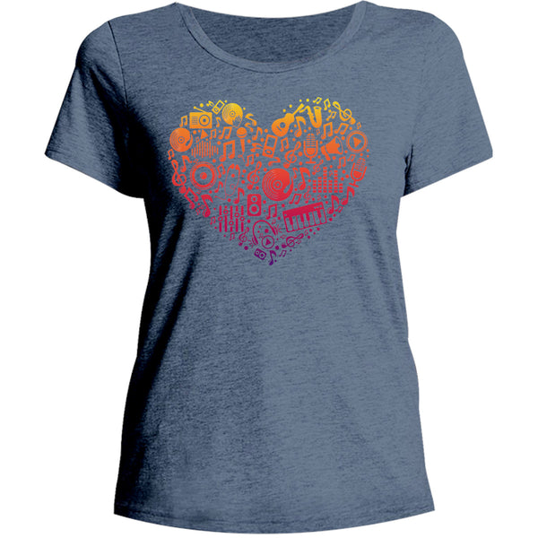 Music Elements Heart Shape - Ladies Relaxed Fit Tee