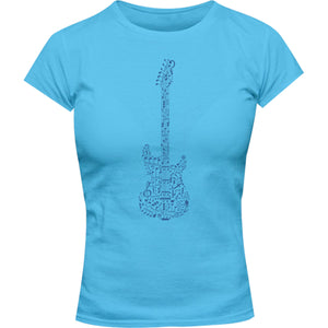 Music Notes Guitar Shape - Ladies Slim Fit Tee