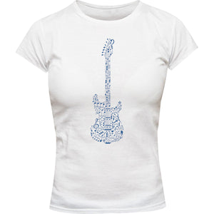 Music Notes Guitar Shape - Ladies Slim Fit Tee