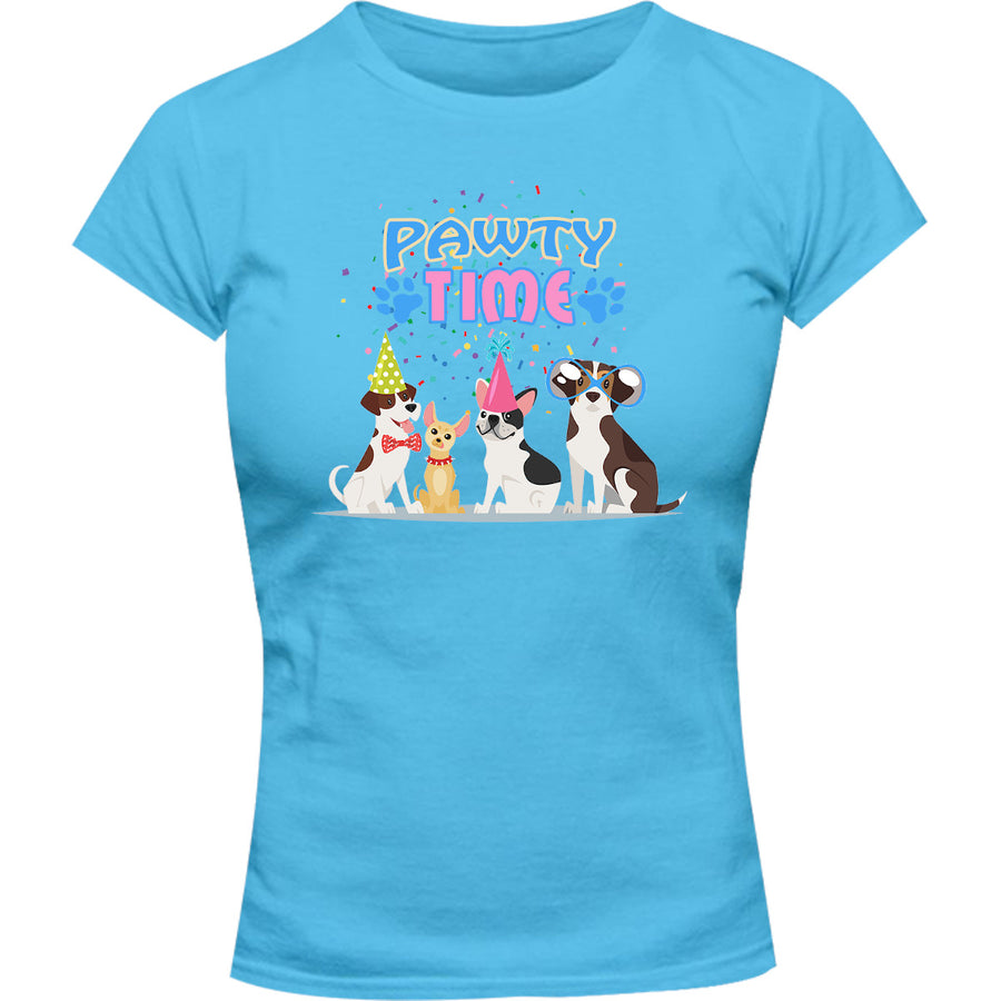 Pawty Time - Ladies Slim Fit Tee - Graphic Tees Australia