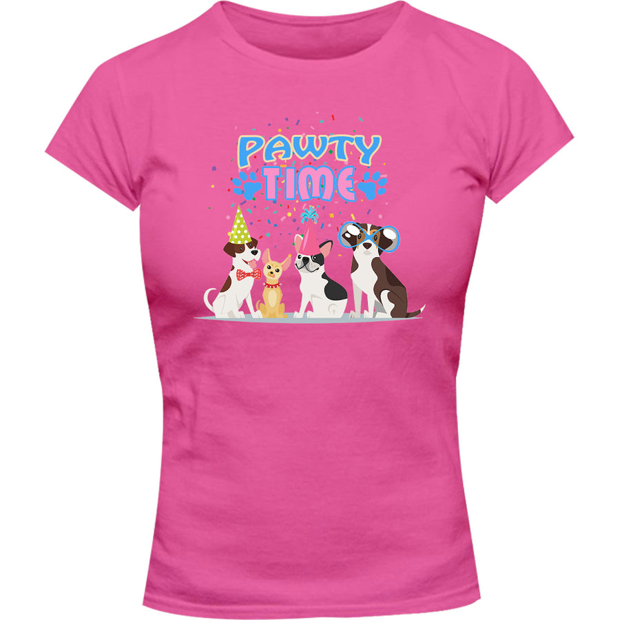 Pawty Time - Ladies Slim Fit Tee - Graphic Tees Australia