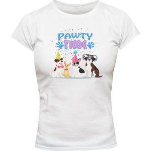 Pawty Time - Ladies Slim Fit Tee - Graphic Tees Australia