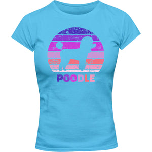 Poodle Silhouette Retro - Ladies Slim Fit Tee - Graphic Tees Australia