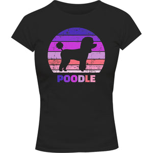 Poodle Silhouette Retro - Ladies Slim Fit Tee - Graphic Tees Australia