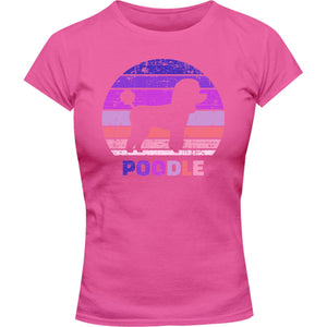 Poodle Silhouette Retro - Ladies Slim Fit Tee - Graphic Tees Australia