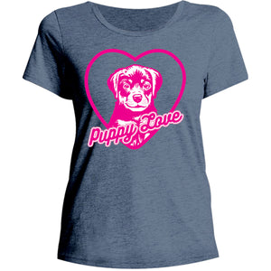 Puppy Love - Ladies Relaxed Fit Tee - Graphic Tees Australia