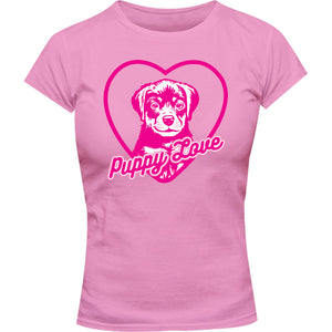 Puppy Love - Ladies Slim Fit Tee - Graphic Tees Australia