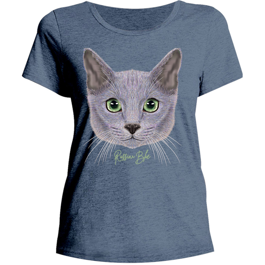 Russian Blue - Ladies Relaxed Fit Tee - Graphic Tees Australia