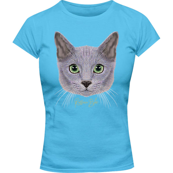 Russian Blue - Ladies Slim Fit Tee - Graphic Tees Australia