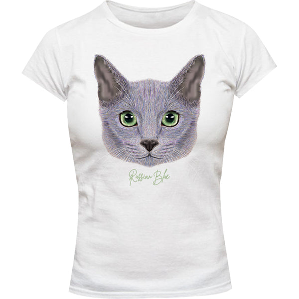 Russian Blue - Ladies Slim Fit Tee - Graphic Tees Australia