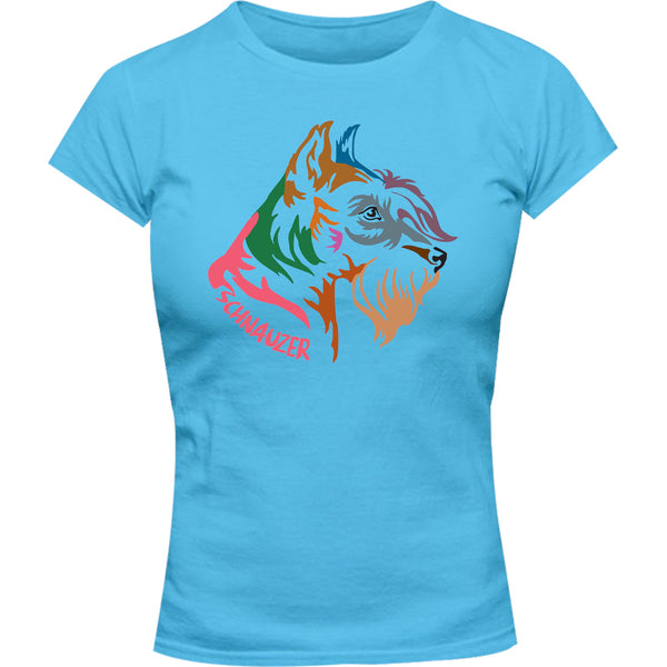 Schnauzer Colourful - Ladies Slim Fit Tee - Graphic Tees Australia