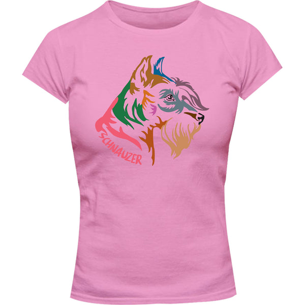 Schnauzer Colourful - Ladies Slim Fit Tee - Graphic Tees Australia