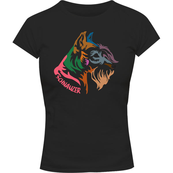 Schnauzer Colourful - Ladies Slim Fit Tee - Graphic Tees Australia