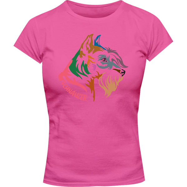 Schnauzer Colourful - Ladies Slim Fit Tee - Graphic Tees Australia