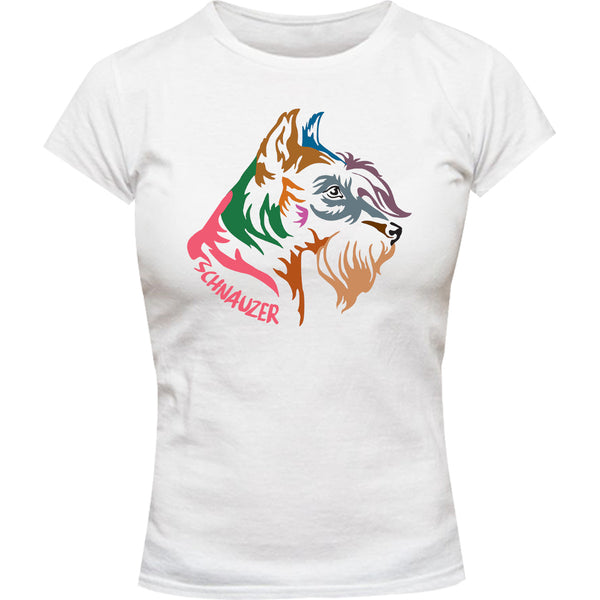 Schnauzer Colourful - Ladies Slim Fit Tee - Graphic Tees Australia