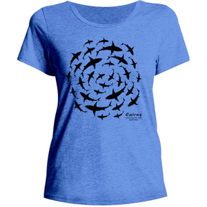 Sharks Circling Cairns - Ladies Relaxed Fit Tee - Graphic Tees Australia