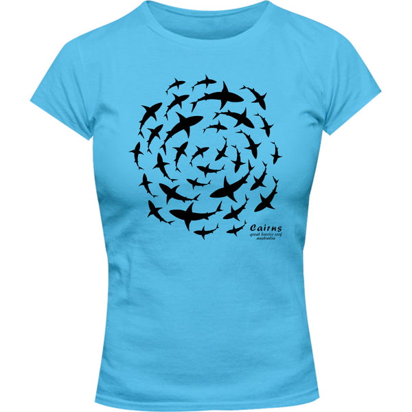 Sharks Circling Cairns - Ladies Slim Fit Tee - Graphic Tees Australia