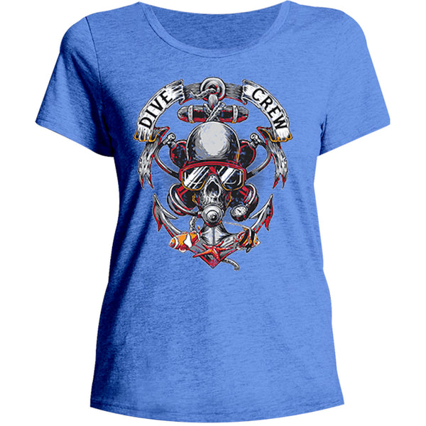 Skull Dive Crew - Ladies Relaxed Fit Tee - Graphic Tees Australia