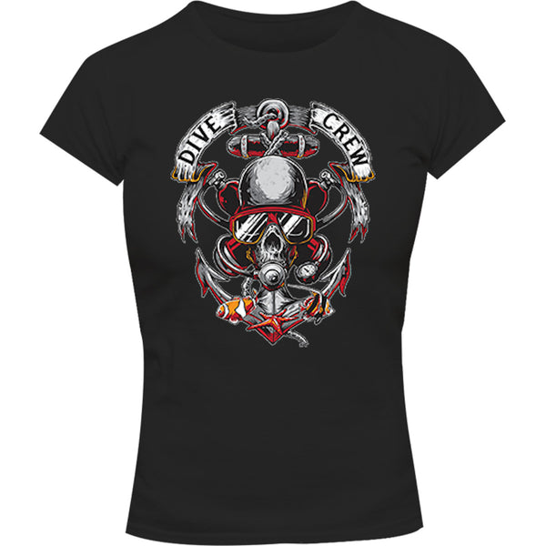 Skull Dive Crew - Ladies Slim Fit Tee - Graphic Tees Australia